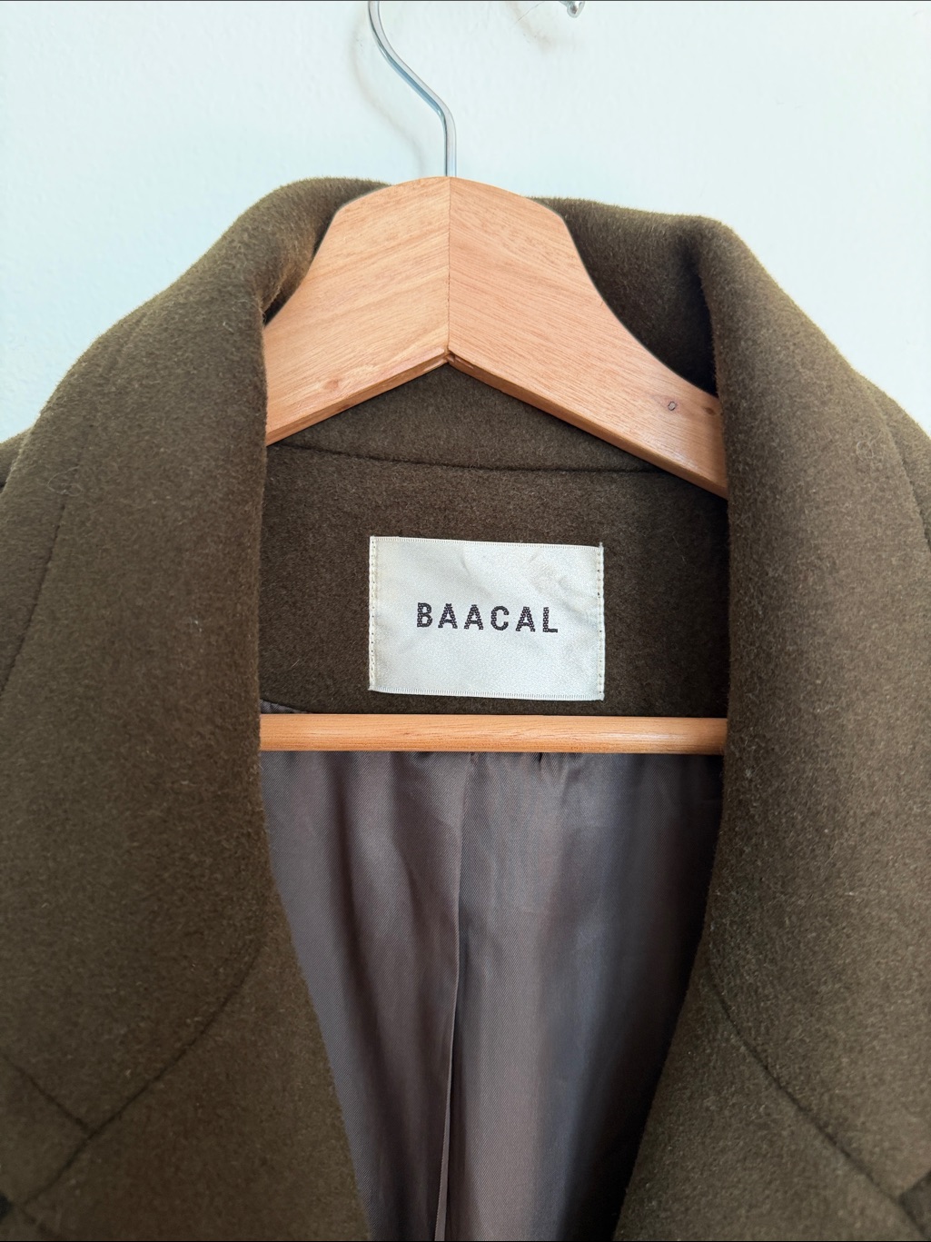 Baacal Olive Green Double-Breasted Wool Blend Trench Coat — image 5 of 8